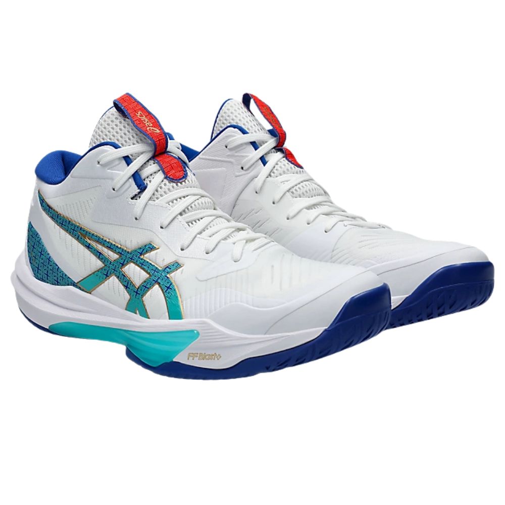 Asics SKY ELITE FF MT 3 Mens UNISEX Volleyball Shoes White Asics Blue