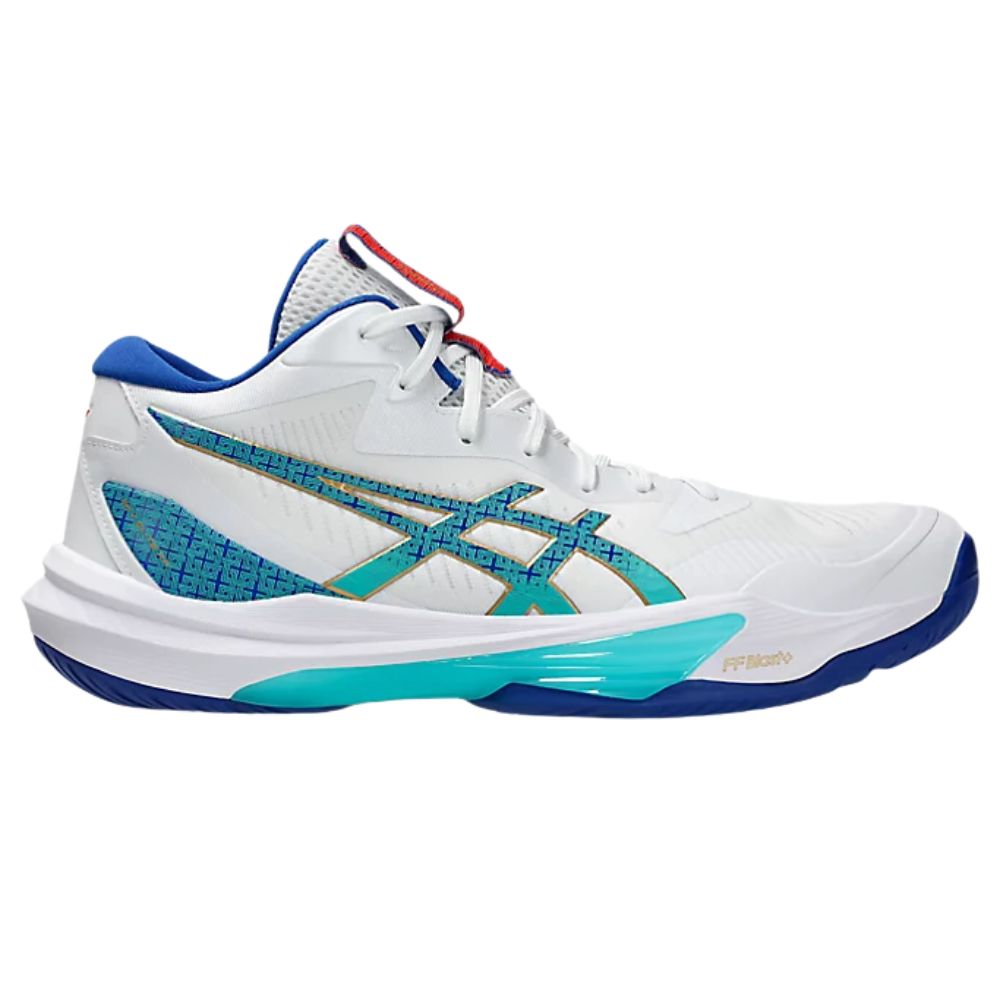 Asics SKY ELITE FF MT 3 Mens UNISEX Volleyball Shoes White Asics Blue