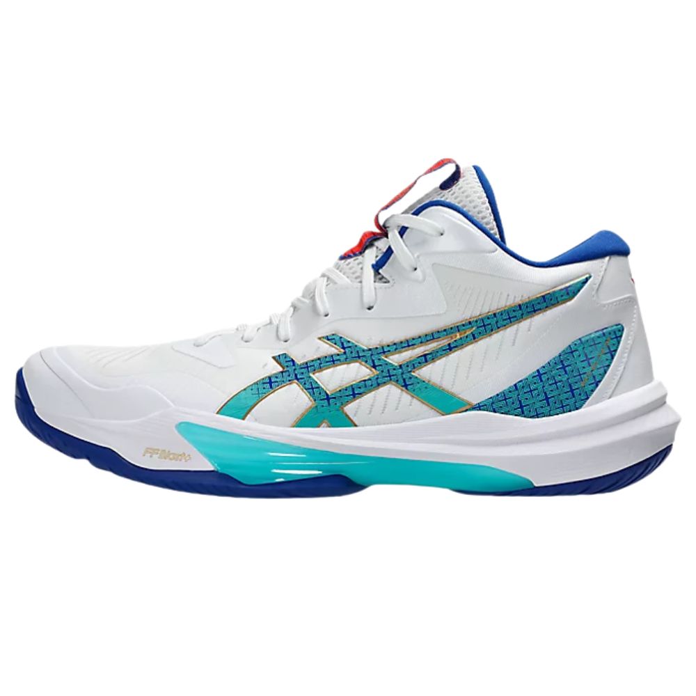 Asics SKY ELITE FF MT 3 Mens UNISEX Volleyball Shoes White Asics Blue